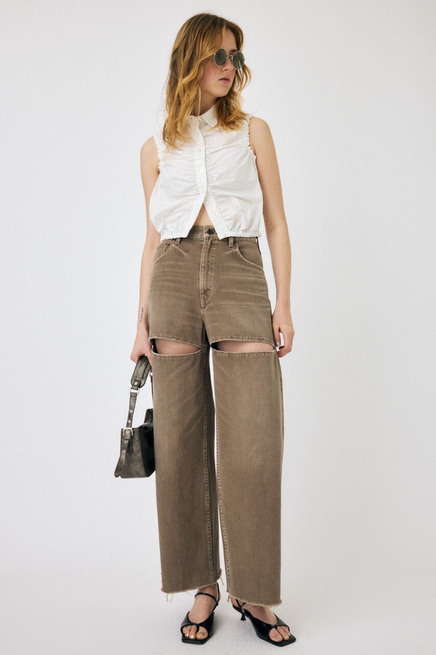 MOUSSY「GATHER SLEEVELESS シャツ」|シャツ・ブラウス|