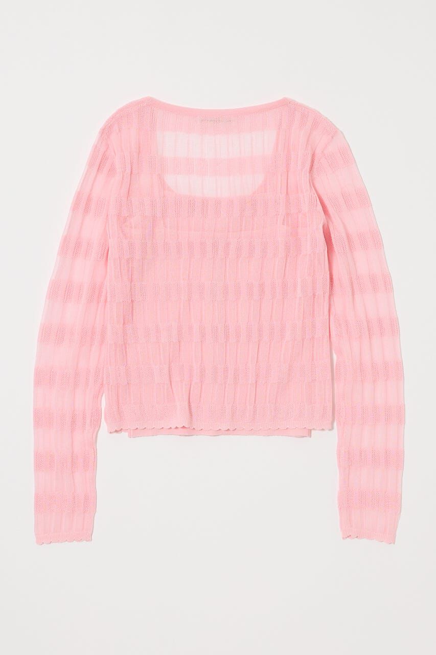 MOUSSY「SHEER BORDER カーディガン」|ニット・セーター|