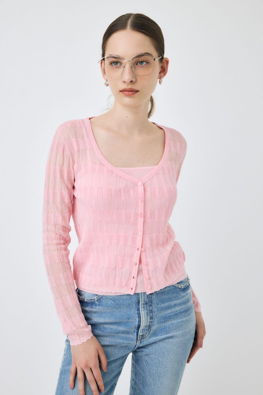 MOUSSY「SHEER BORDER カーディガン」|ニット・セーター|