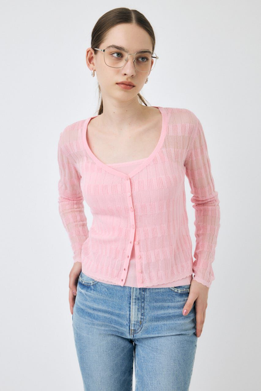 MOUSSY「SHEER BORDER カーディガン」|ニット・セーター|