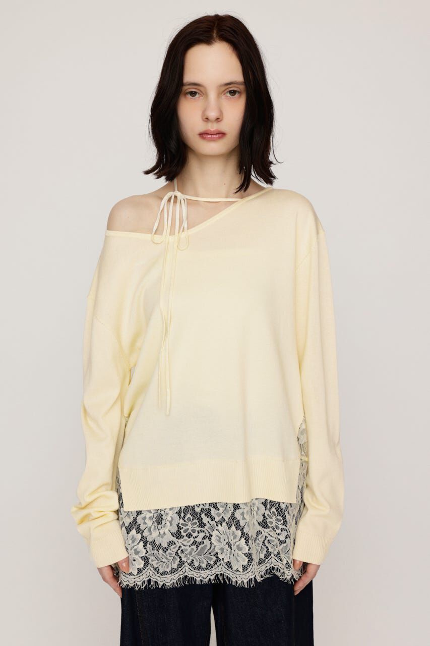 SLY「LACE TRIM V NECK KNIT トップス」|ニット・セーター|
