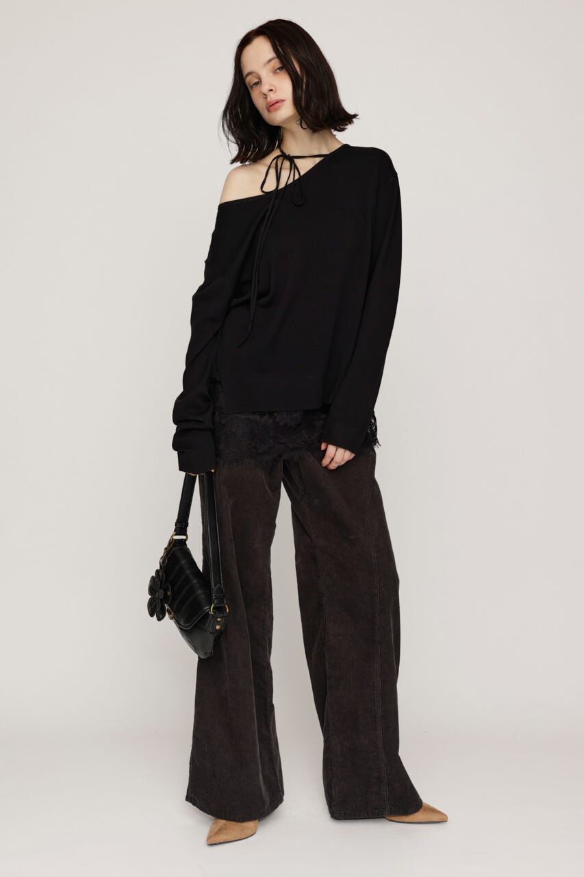 SLY「LACE TRIM V NECK KNIT トップス」|ニット・セーター|
