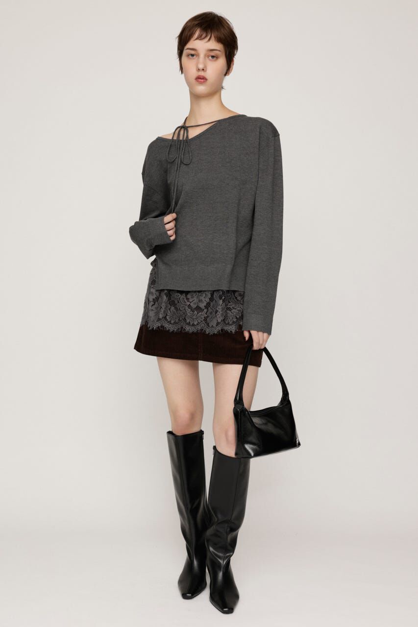 SLY「LACE TRIM V NECK KNIT トップス」|ニット・セーター|