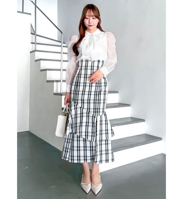 dazzlin「【再生産/新色追加】バックレースアップアシメマーメイドスカート」|スカート|