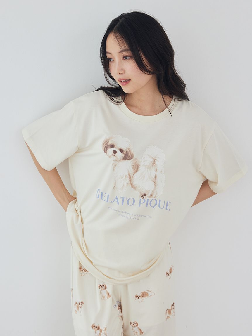 gelato pique「【UVカット】お散歩ドッグ柄ロングパンツ」|ルームウェア|