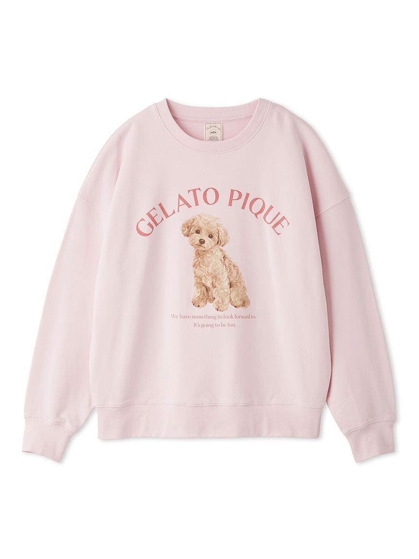 gelato pique「【ラッピング済み】【UVカット】お散歩ドッグワンポイント裏毛プルオーバー&総柄ロングパンツSET」|ルームウェア|