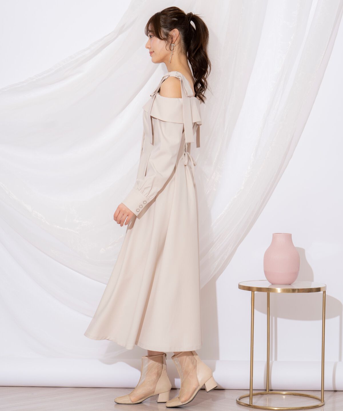 WILLSELECTION「ショルダーリボンタックウエストシャツワンピース」|ワンピース|