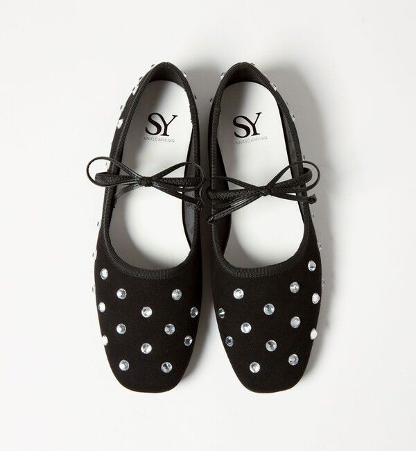 SY UNITED ARROWS「＜SY＞ マルチビジューバレエ フラット10&uarr;」|バレエシューズ|BLACK
