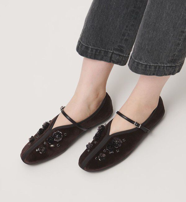 SY UNITED ARROWS「＜SY＞フラワービジューチャイナベルト フラット20&uarr;」|バレエシューズ|