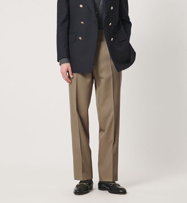 UNITED ARROWS「カバートクロス ツイル サイドアジャスター 1プリーツ テーパード スラックス」|チノ|MOCA