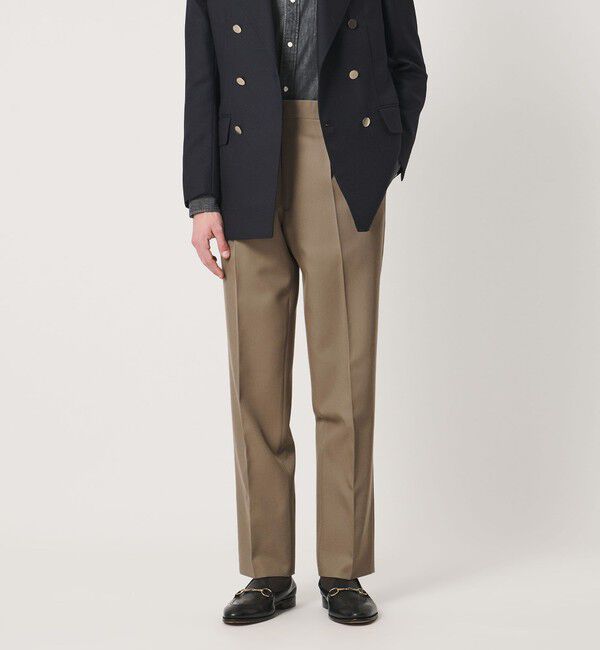 UNITED ARROWS「カバートクロス ツイル サイドアジャスター 1プリーツ テーパード スラックス」|チノ|