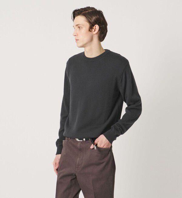UNITED ARROWS「YAMAGATA ミドルゲージ クルーネック ニット」|ニット・セーター|DK.GRAY