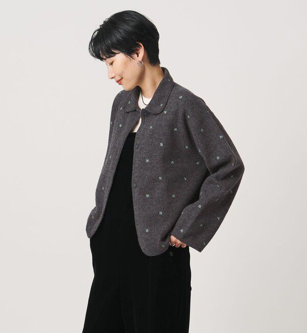 UNITED ARROWS「エンブロイダリー ニット カーディガン」|カーディガン|