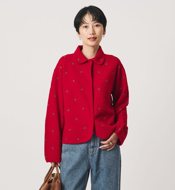 UNITED ARROWS「エンブロイダリー ニット カーディガン」|カーディガン|