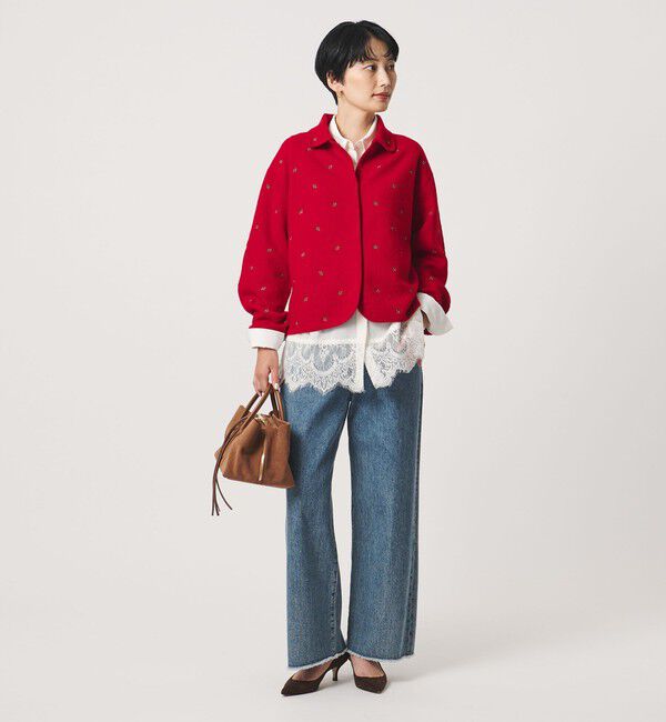 UNITED ARROWS「エンブロイダリー ニット カーディガン」|カーディガン|