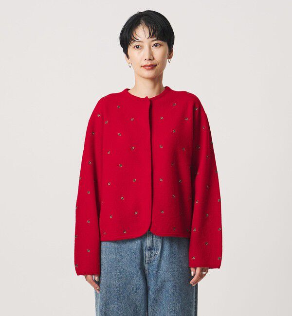 UNITED ARROWS「エンブロイダリー ニット カーディガン」|カーディガン|