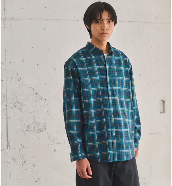 UNITED ARROWS green label relaxing「トーマスメイソン ビエラ チェック  ジャストルーズ レギュラーカラー 長袖 シャツ」|シャツ・ブラウス|TURQUOISE