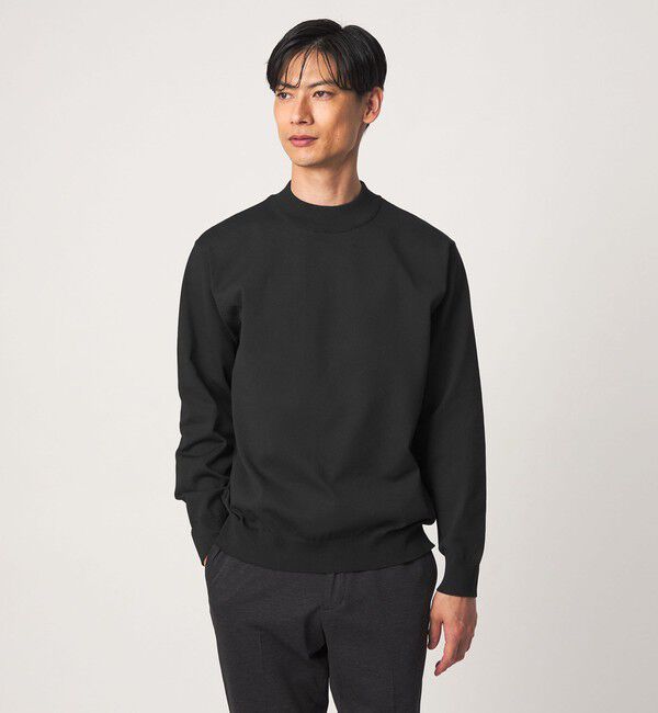 UNITED ARROWS green label relaxing「A+ ポリエステル モックネック ニット」|ニット・セーター|BLACK