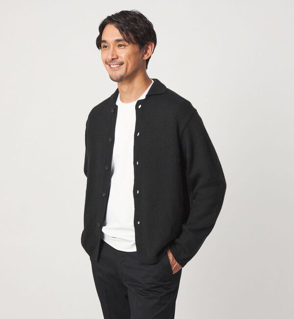 UNITED ARROWS green label relaxing「【WEB限定】JUST fit NBL ポロエリ カーディガン」|カーディガン|BLACK