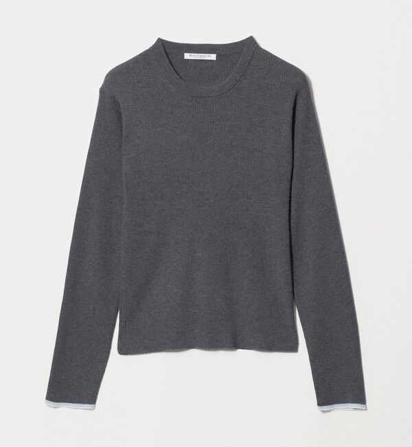 BEAUTY&YOUTH UNITED ARROWS「リブライン ニットプルオーバー ウォッシャブル」|ニット・セーター|DK.GRAY