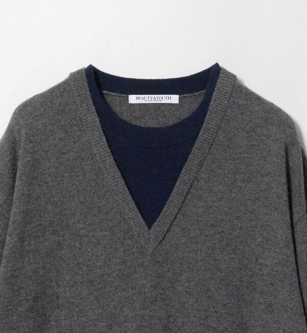 BEAUTY&YOUTH UNITED ARROWS「ウールカシミヤ ２トーン レイヤード ニットプルオーバー」|ニット・セーター|
