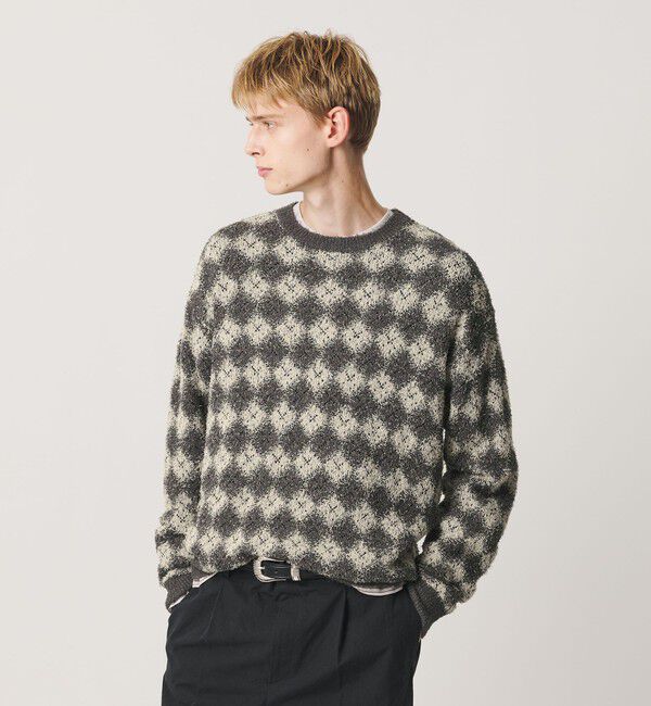 BEAUTY&YOUTH UNITED ARROWS「カールヤーン ブラー パターン クルーネック ニット」|ニット・セーター|