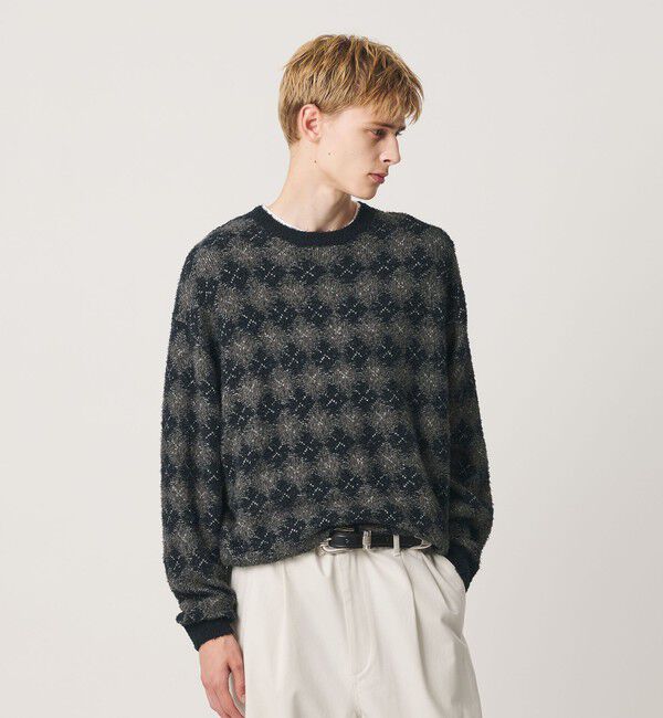 BEAUTY&YOUTH UNITED ARROWS「カールヤーン ブラー パターン クルーネック ニット」|ニット・セーター|