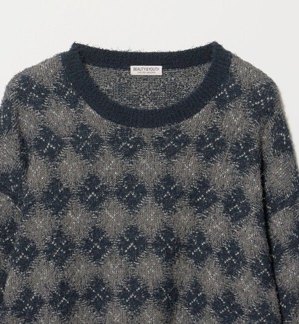 BEAUTY&YOUTH UNITED ARROWS「カールヤーン ブラー パターン クルーネック ニット」|ニット・セーター|