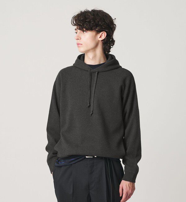 BEAUTY&YOUTH UNITED ARROWS「コットン カシミヤ ミラノリブ スウェットライク ニット パーカー」|ニット・セーター|DK.GRAY