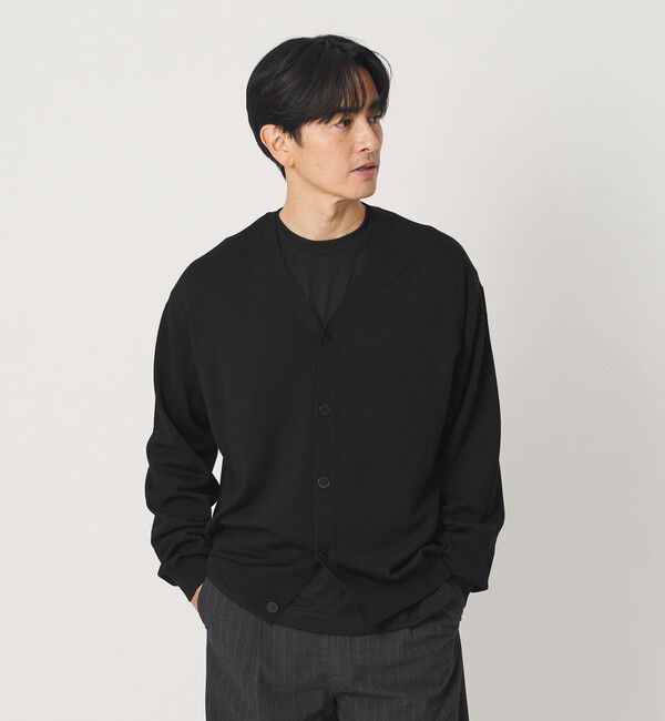 BEAUTY&YOUTH UNITED ARROWS「SUPER130 ウール Vネック カーディガン ウォッシャブル」|カーディガン|BLACK