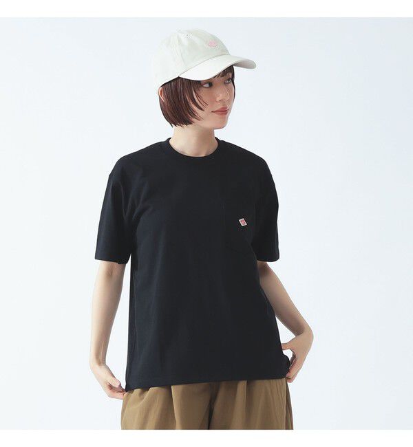 BEAMS SELECTION for WOMEN「DANTON / ポケット Tシャツ　26SS 洗濯可 ロゴオーバーサイズ リラックス メンズライク ダントン」|Tシャツ・カットソー|BLACK