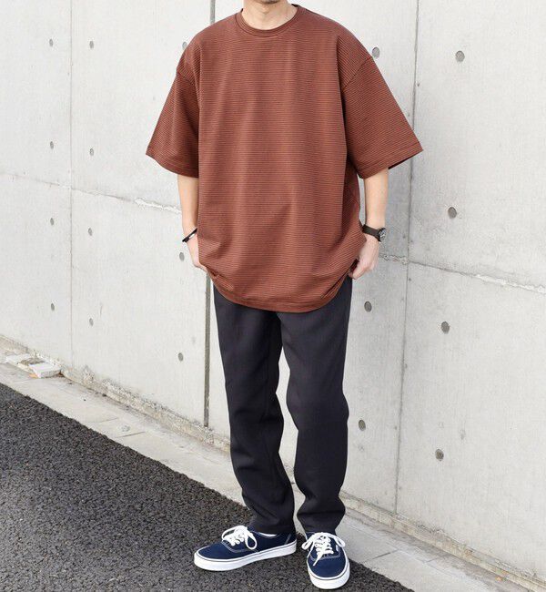 SHIPS any「SHIPS any: マイクロボーダー ミニ裏毛 ライト スウェット ライク Tシャツ◇」|Tシャツ・カットソー|