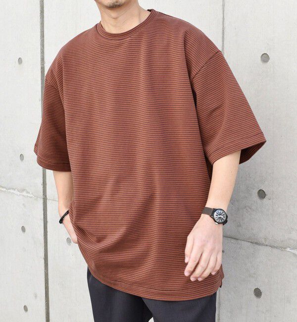 SHIPS any「SHIPS any: マイクロボーダー ミニ裏毛 ライト スウェット ライク Tシャツ◇」|Tシャツ・カットソー|