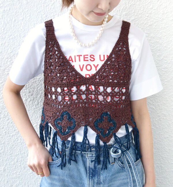 SHIPS for women「LOGAN KNITTING MILLS:〈手洗い可能〉モール ビスチェ」|ニット・セーター|ブラウン