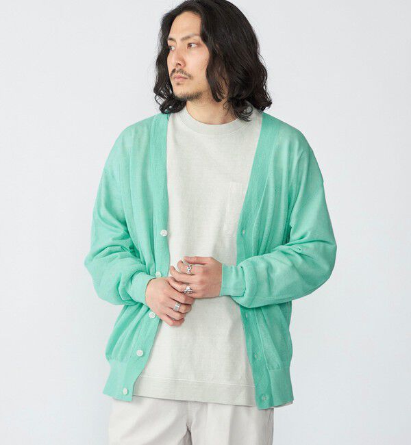 SHIPS「BENCH MARKING SHIRT: シアー ニット Vカーディガン」|カーディガン|