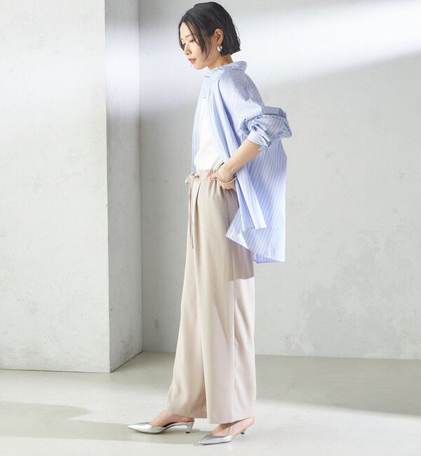 SHIPS for women「〈接触冷感 / 手洗い可能〉アセテート混 バック サテン ワイド パンツ」|その他|