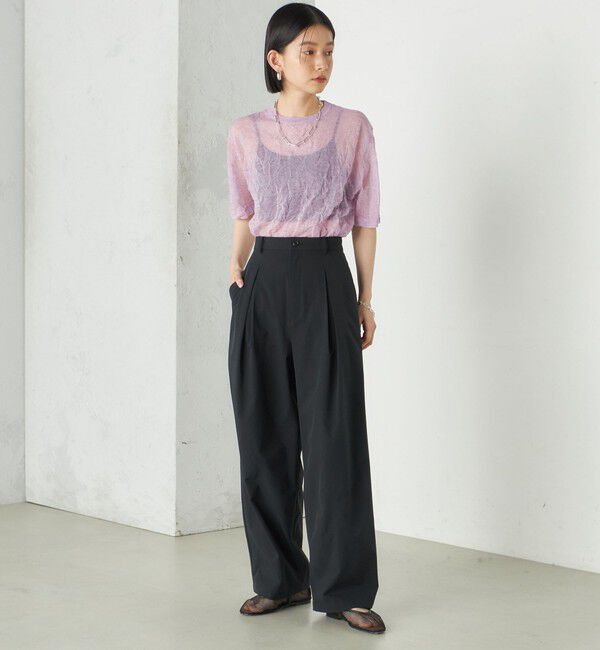 SHIPS for women「《予約》Wai＋:〈手洗い可能〉クリンクル シアー ショート スリーブ プルオーバー」|ニット・セーター|