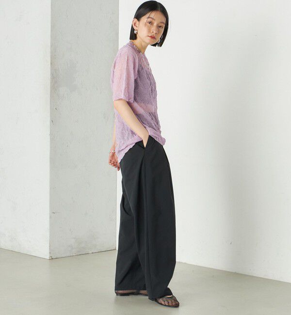 SHIPS for women「《予約》Wai＋:〈手洗い可能〉クリンクル シアー ショート スリーブ プルオーバー」|ニット・セーター|