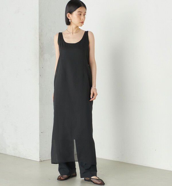 SHIPS for women「《予約》Wai＋:〈手洗い可能〉オーガンジー ノースリーブ 2WAY ワンピース」|ワンピース|ブラック