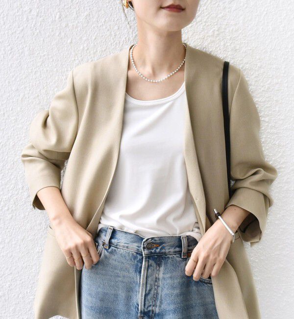 SHIPS for women「〈手洗い可能〉TUMUGITO(R) シャーク ツイード カラーレス ジャケット」|ノーカラージャケット|