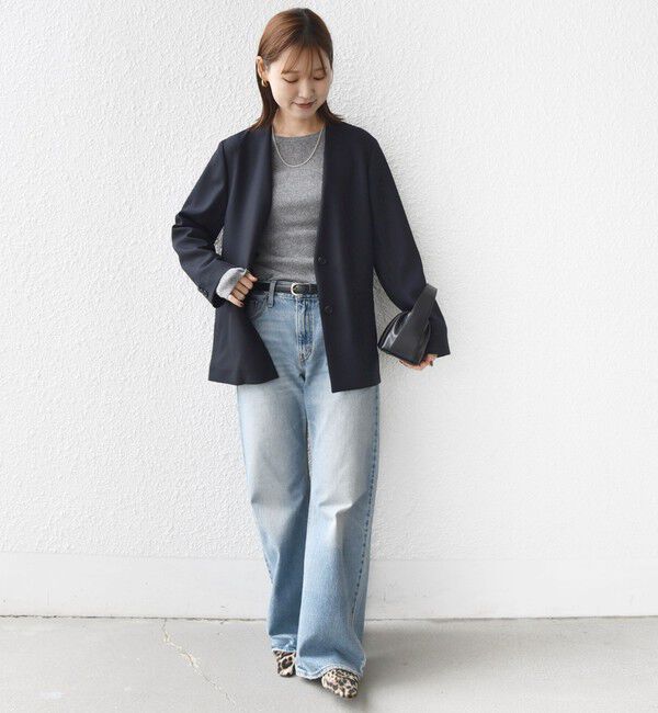 SHIPS for women「〈手洗い可能〉TUMUGITO(R) シャーク ツイード カラーレス ジャケット」|ノーカラージャケット|