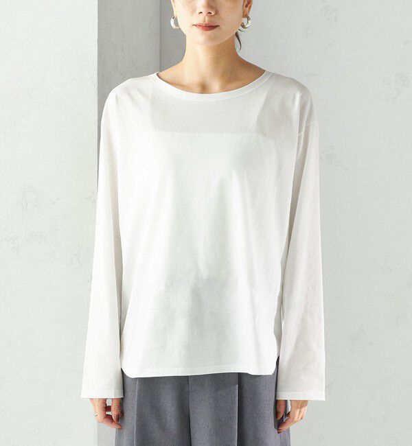 SHIPS for women「ワイド クルーネック コットン ロング スリーブ TEE」|Tシャツ・カットソー|