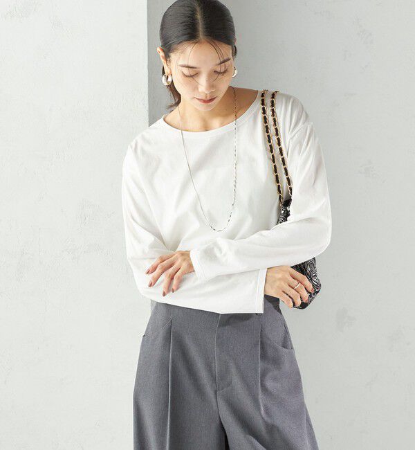 SHIPS for women「ワイド クルーネック コットン ロング スリーブ TEE」|Tシャツ・カットソー|