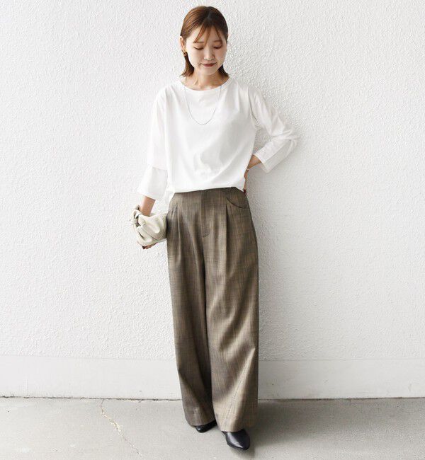SHIPS for women「ワイド クルーネック コットン ロング スリーブ TEE」|Tシャツ・カットソー|