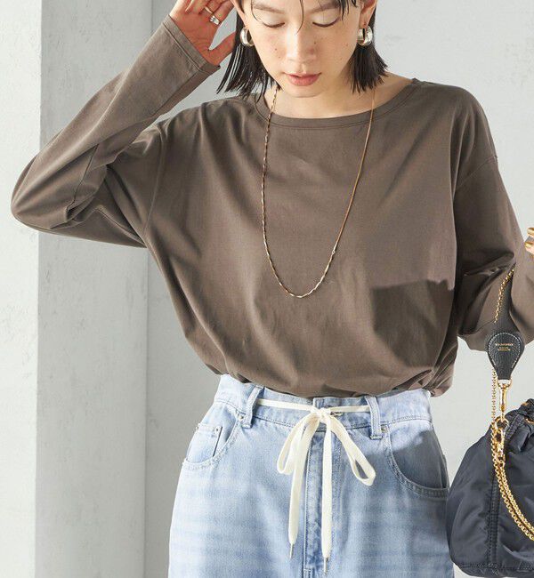 SHIPS for women「ワイド クルーネック コットン ロング スリーブ TEE」|Tシャツ・カットソー|ダークグレー