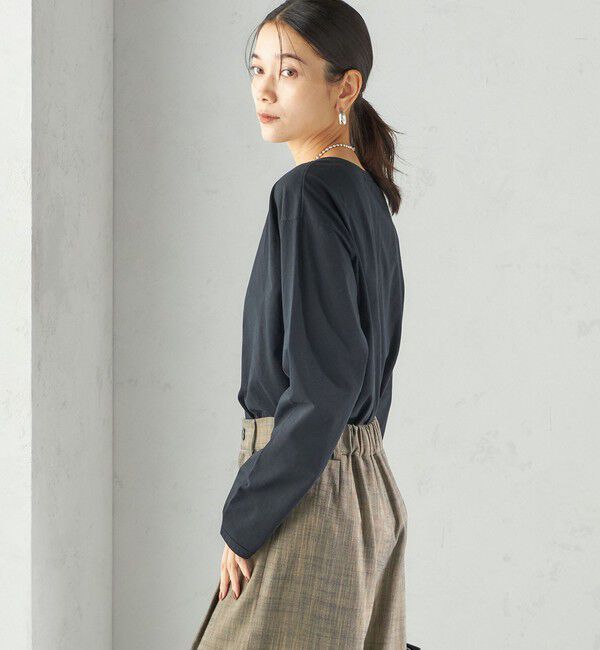 SHIPS for women「ワイド クルーネック コットン ロング スリーブ TEE」|Tシャツ・カットソー|