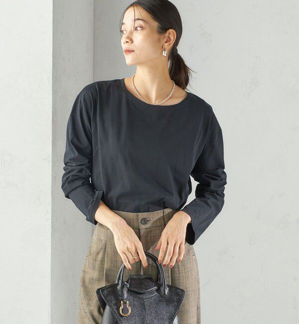 SHIPS for women「ワイド クルーネック コットン ロング スリーブ TEE」|Tシャツ・カットソー|