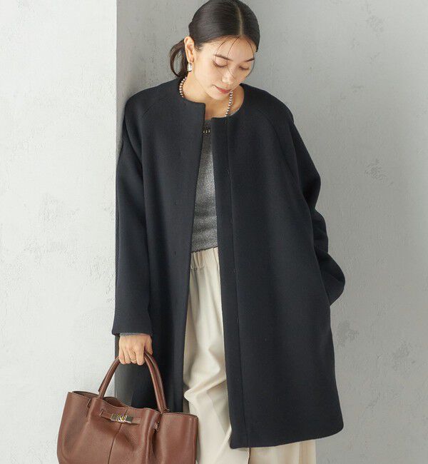 SHIPS for women「Pure SUPER100 ノーカラー コート」|ノーカラーコート|