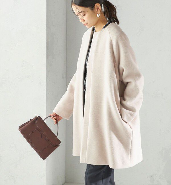 SHIPS for women「Pure SUPER100 ノーカラー コート」|ノーカラーコート|ベージュ系