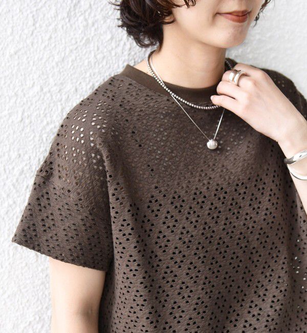 SHIPS for women「〈手洗い可能〉アイレット ショート スリーブ プルオーバー」|Tシャツ・カットソー|